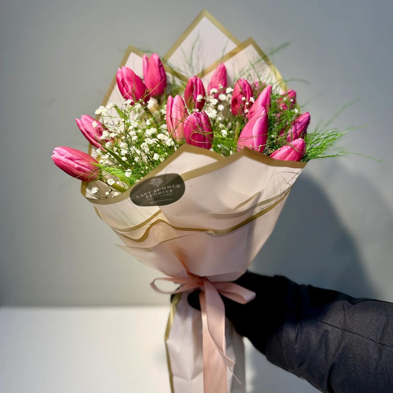 Pembe Lale Buketi 15 li